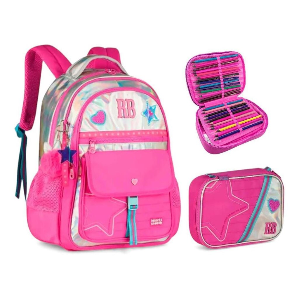 Kit Mochila Costa Estojo Box Holográfico Rebecca Bonbon