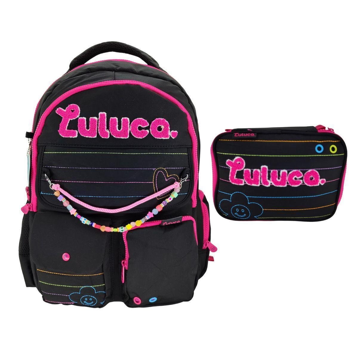 Kit Mochila Costa + Estojo Box Luluca 24611 - Juvenil - Preto