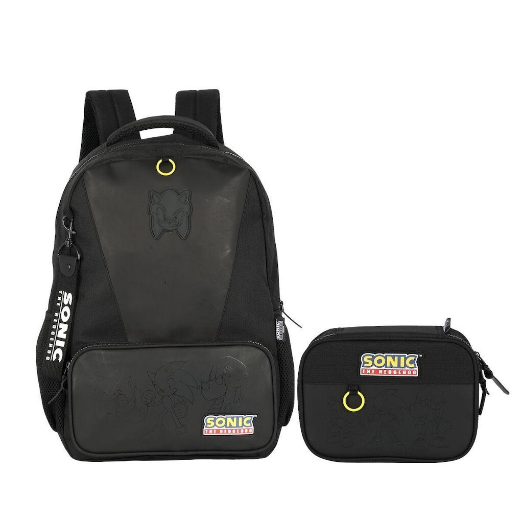Kit Mochila Costas e Estojo Escolar Juvenil Sonic