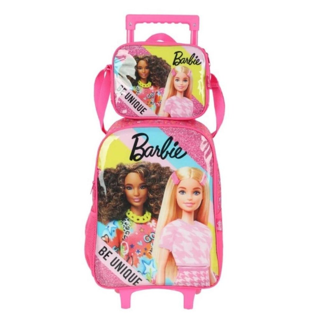 Kit Mochila De Carrinho e Lancheira Infantil Escolar Barbie