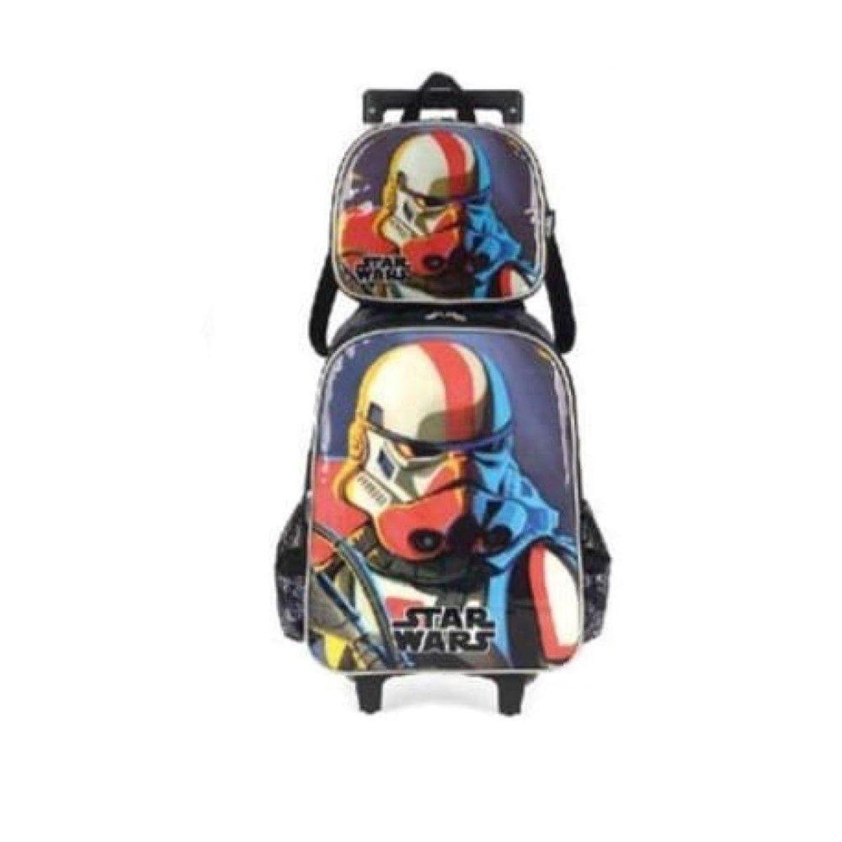 Kit Mochila de Carrinho e Lancheira Star Wars Luxcel Preto - Preto ...