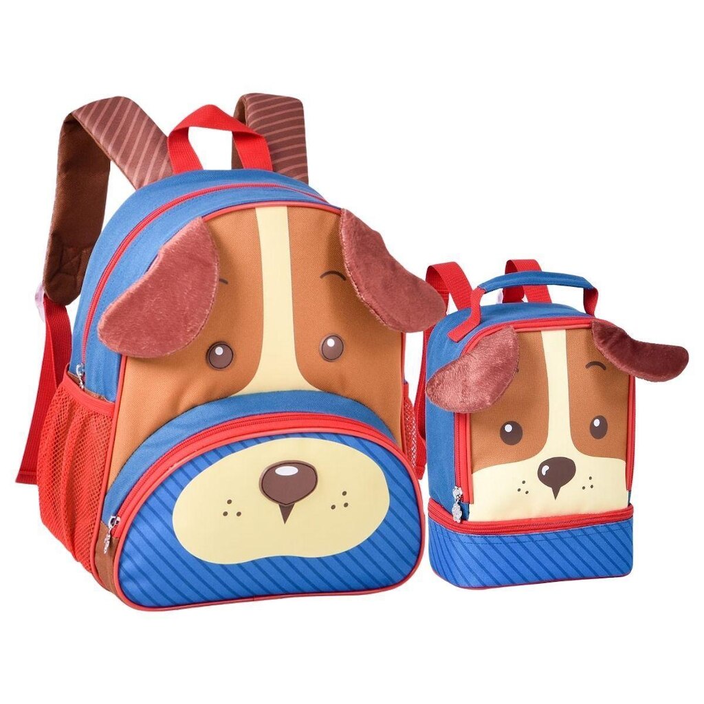 Kit Mochila de Costas e Lancheira Creche Pets Cachorro