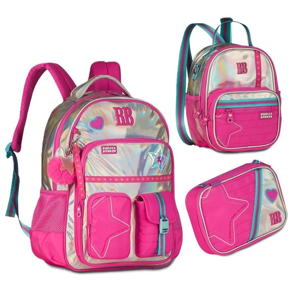 KIT MOCHILA DE COSTAS E LANCHEIRA E ESTOJO BOX REBECCA BONBON