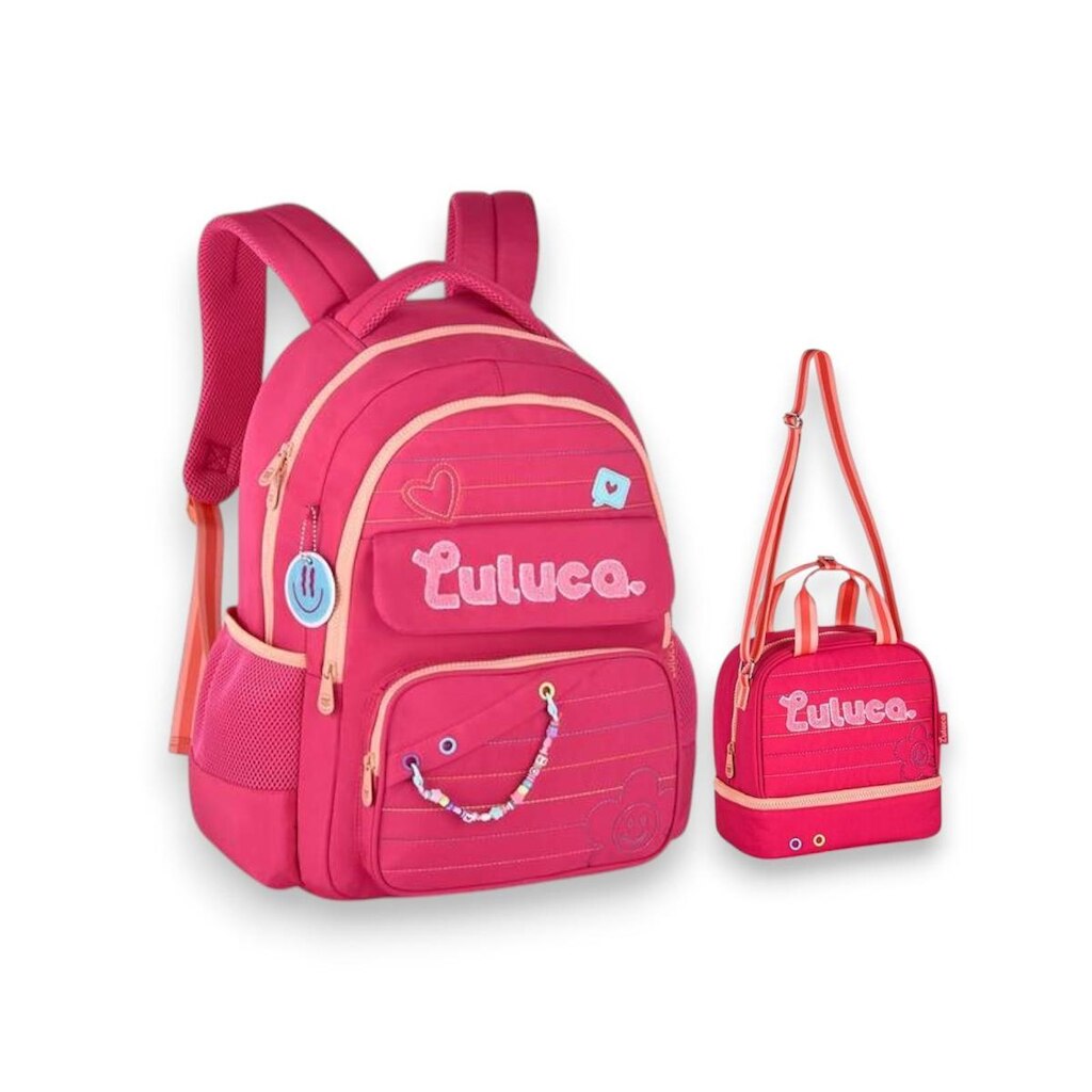 Kit Mochila de Costas  e Lancheira Escolar Luluca Infantil Juvenil Clio