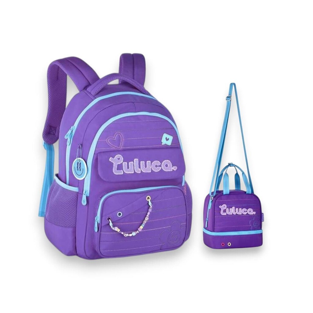 Kit Mochila de Costas  e Lancheira Escolar Luluca Infantil Juvenil Clio