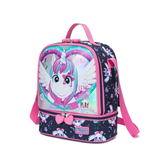 Kit Mochila de Rodinha + Estojo + Lancheira Menina Escolar Infantil Espaçosa