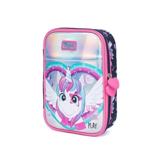 Kit Mochila de Rodinha + Estojo + Lancheira Menina Escolar Infantil Espaçosa
