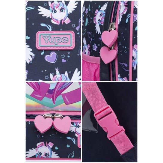 Kit Mochila de Rodinha + Estojo + Lancheira Menina Escolar Infantil Espaçosa