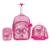 Kit Mochila de Rodinha Infantil Estojo Lancheira Térmica Resistente Espaçosa - Rosa