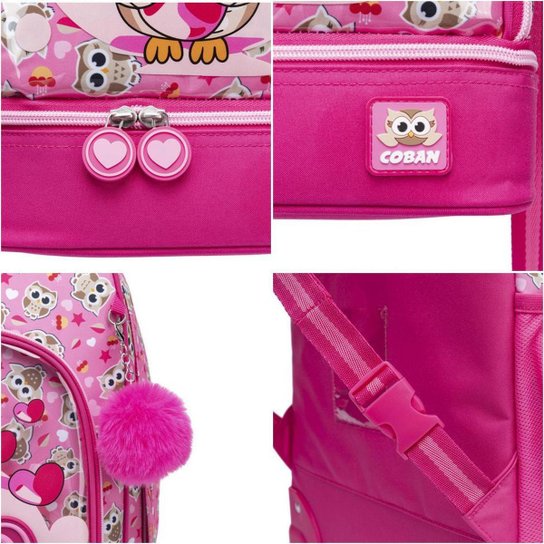 Kit Mochila de Rodinha Infantil Estojo Lancheira Térmica Resistente Espaçosa