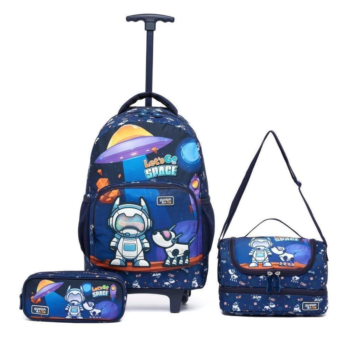 Kit Mochila De Rodinha Infantil Lancheira Térmica Estojo Escolar Menor preço em Kit Mochila De Rodinha Infantil Lancheira Térmica Estojo Escolar