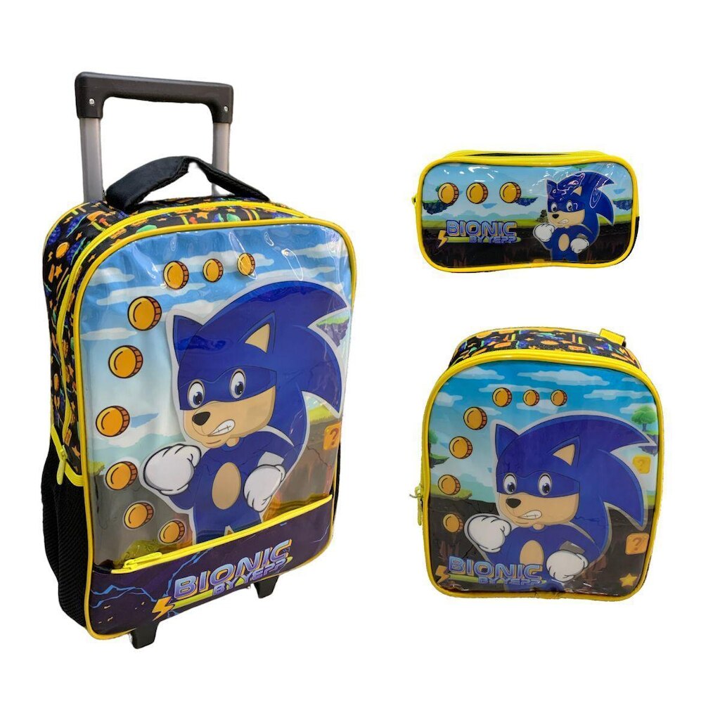 Kit Mochila de Rodinha Sonic Estojo e Lanch 6336 - Masculino