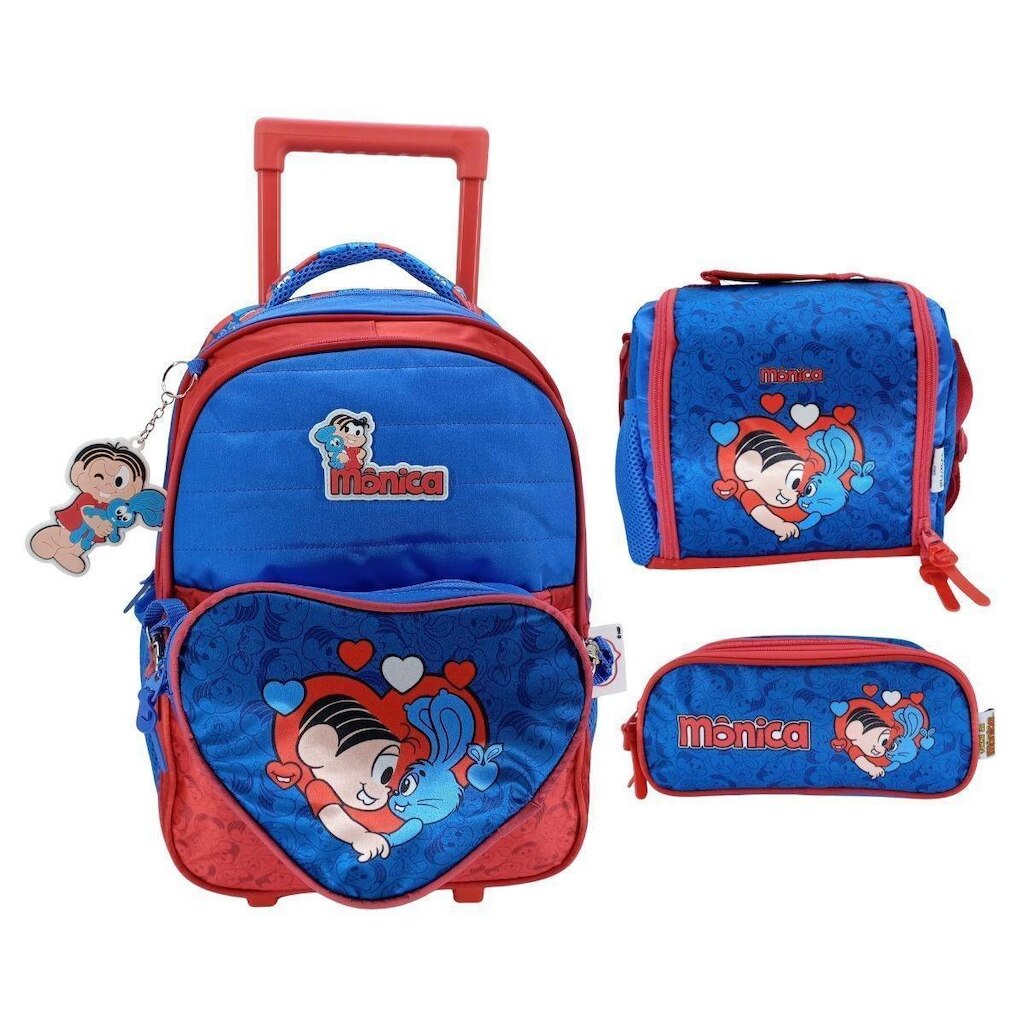 Kit Mochila De Rodinha Turma Da Mônica + Lanch+ Estojo 42502