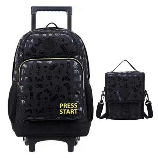 Kit Mochila de Rodinha Xeryus Press Start 12180 - Preto Menor preço em Kit Mochila de Rodinha Xeryus Press Start 12180 - Preto