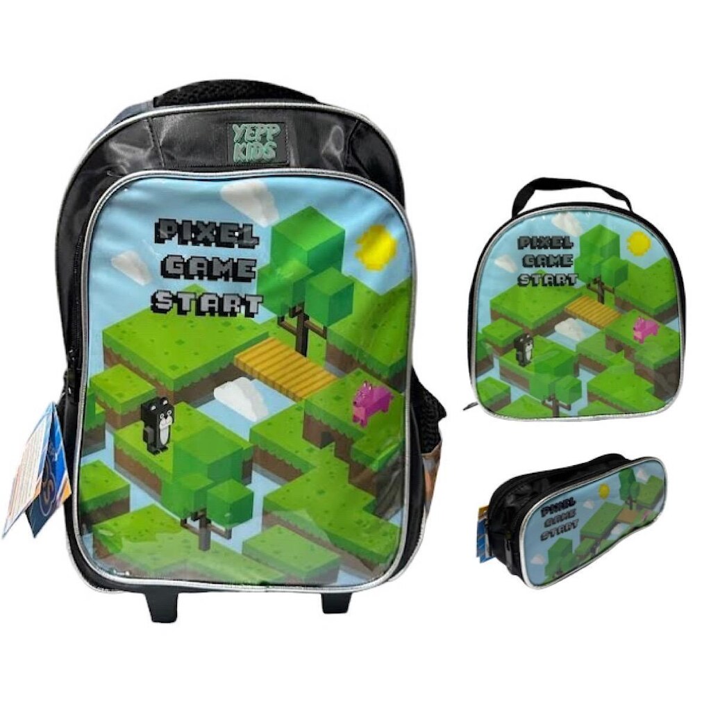 Kit Mochila de Rodinha Yepp Kids Pixel Game 6342