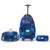 Kit Mochila De Rodinhas c/ Lancheira Estojo Infantil Escolar - Azul