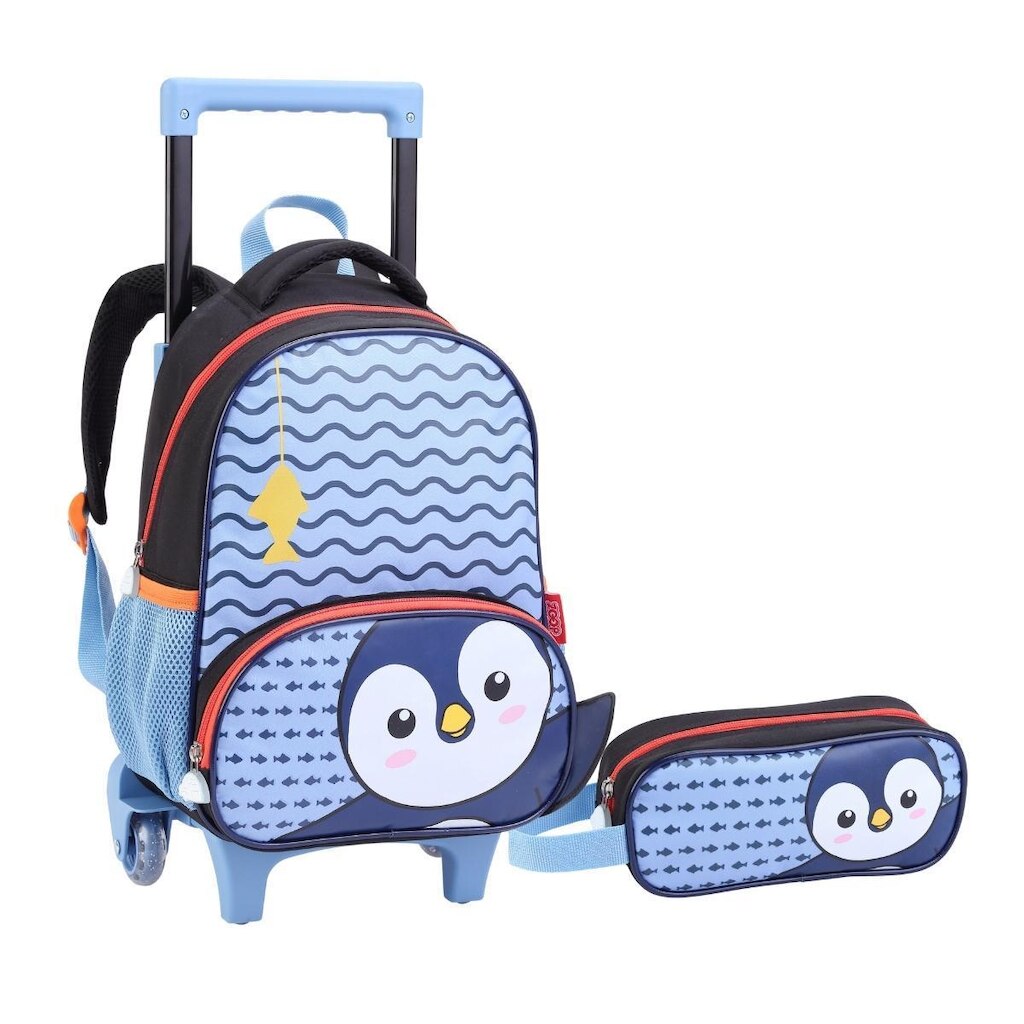 Kit Mochila de Rodinhas e Estojo Infantil ZOOP