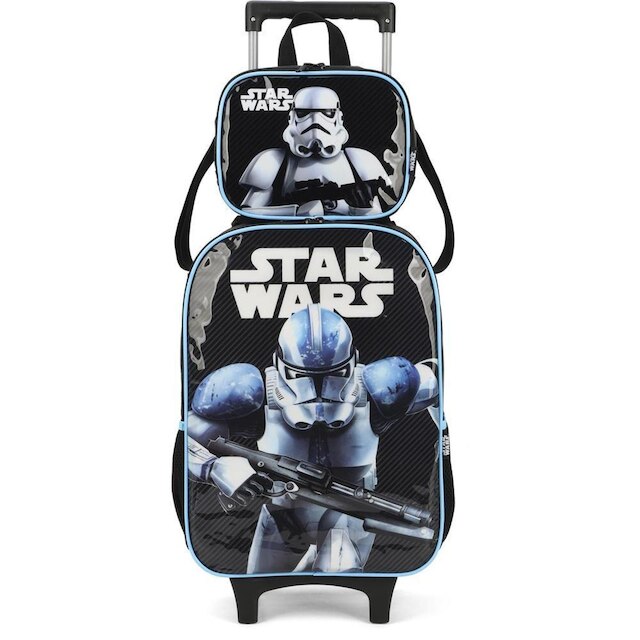 Kit Mochila de Rodinhas e Lancheira Luxcel Star Wars Azul - Azul | Netshoes