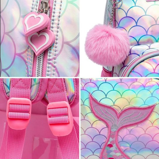 Kit Mochila de Rodinhas Escolar Infantil Menina Reforçado Resistente 20l