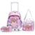 Kit Mochila de Rodinhas Infantil Lancheira Térmica Estojo Escolar 33L - Lilás