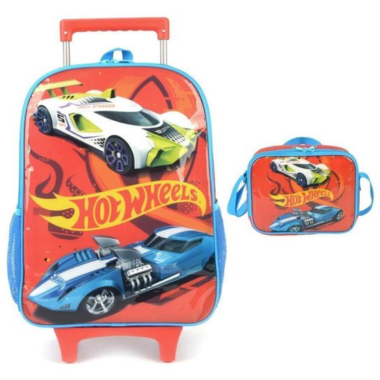Kit Mochila de Rodinhas Luxcel Hot Wheels 38232 - Vermelho Menor preço em Kit Mochila de Rodinhas Luxcel Hot Wheels 38232 - Vermelho