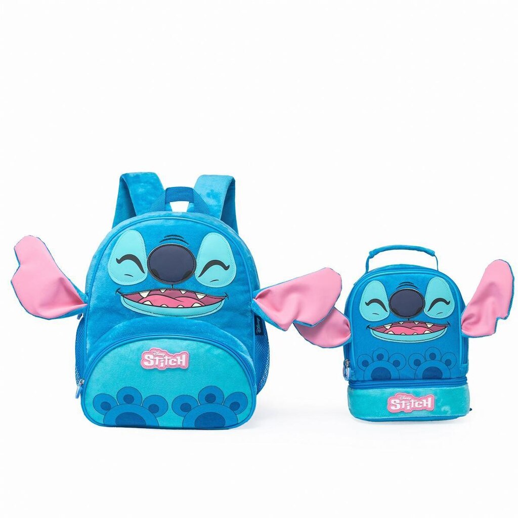 Kit Mochila Disney Lancheira Reforçada Escolar Stitch