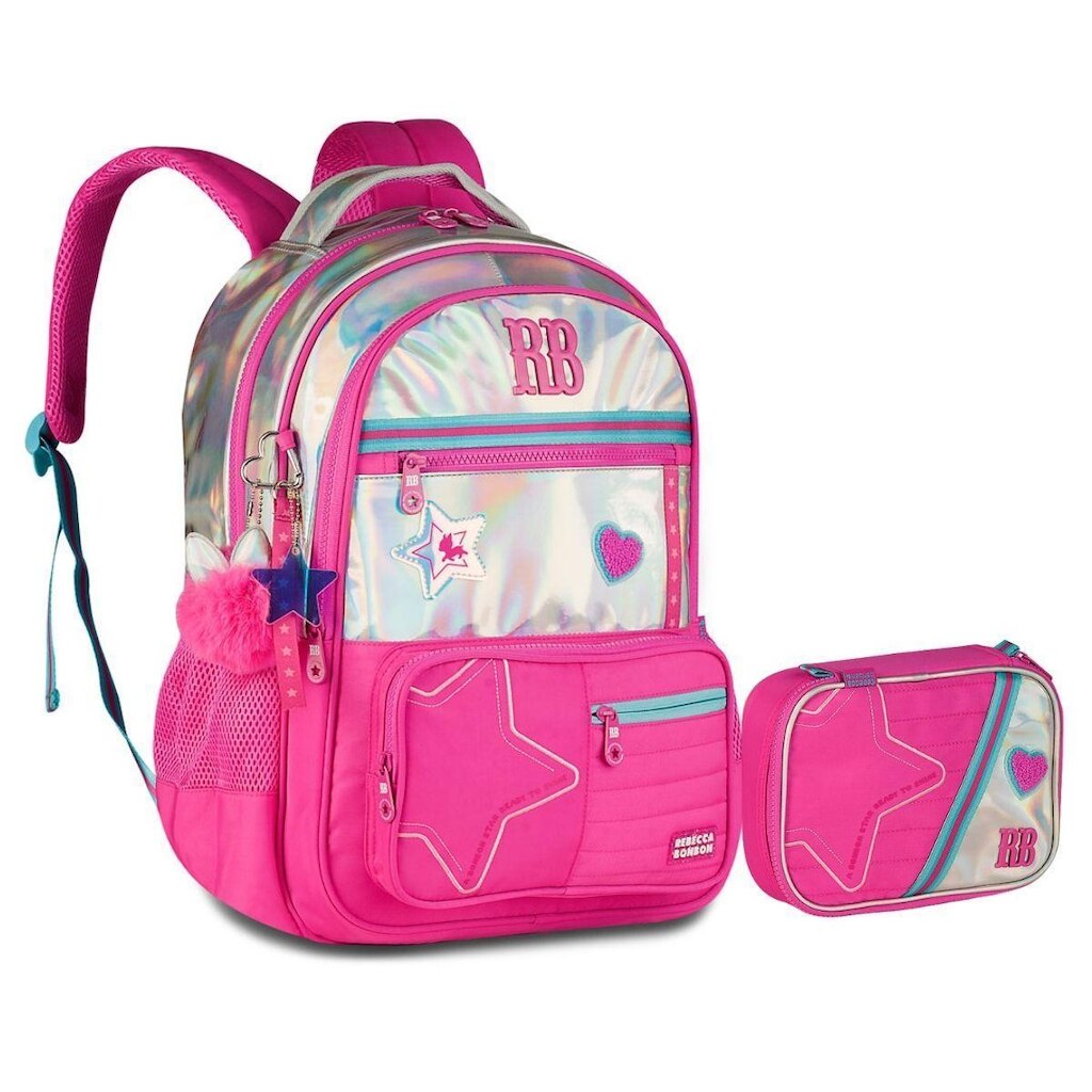 Kit Mochila e Estojo Holográfico Rebecca Bonbon