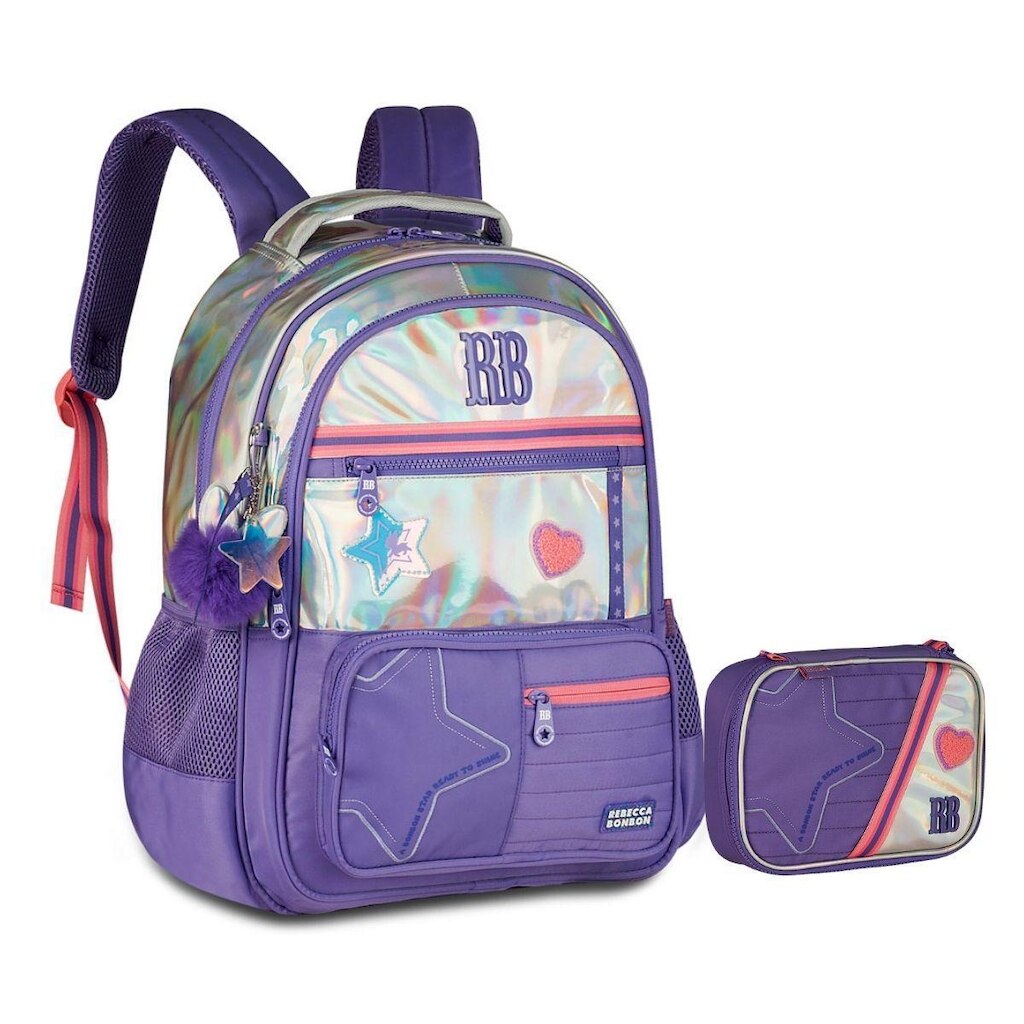 Kit Mochila e Estojo Holográfico Rebecca Bonbon