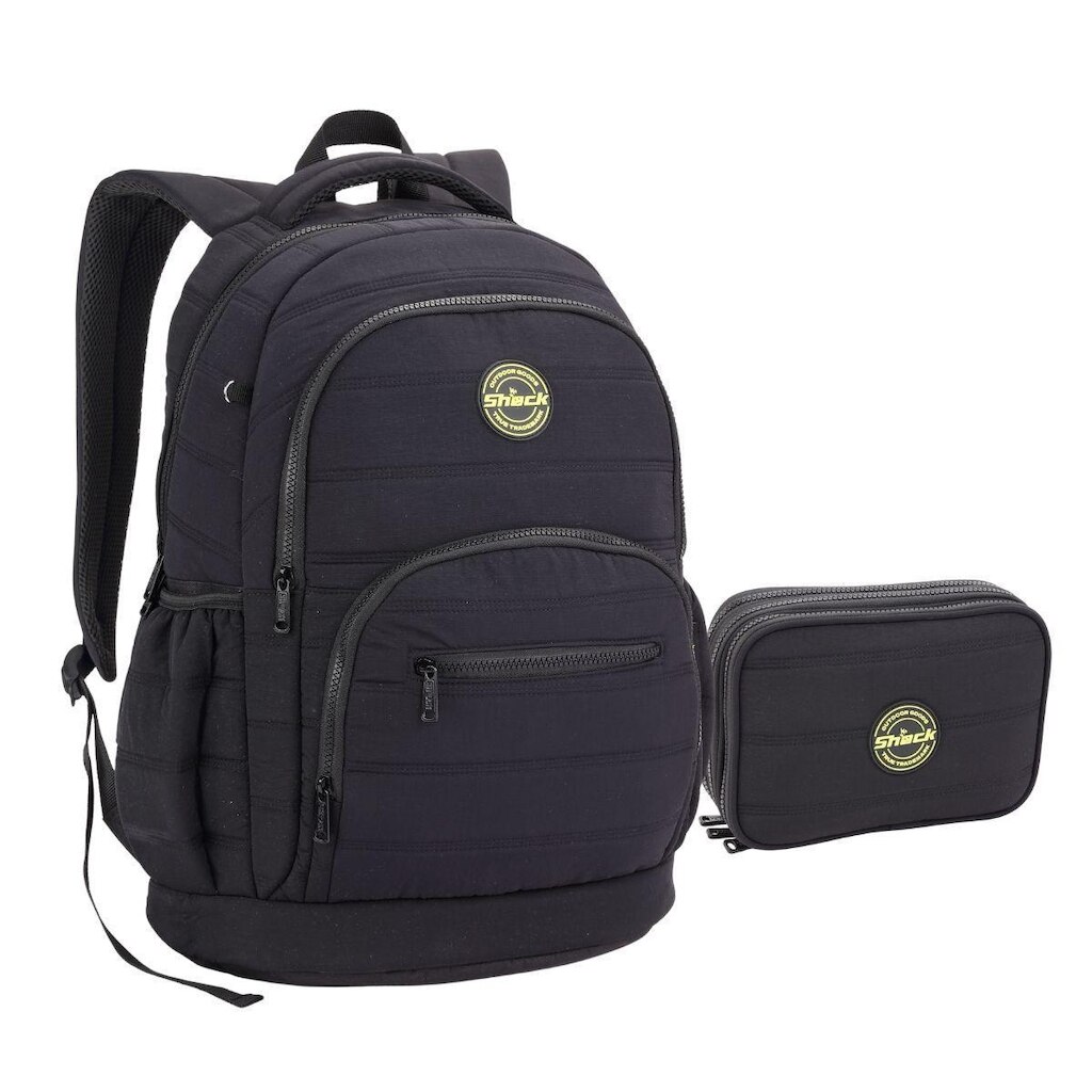 Kit Mochila e Estojo Masculina Bolso Notebook Shock