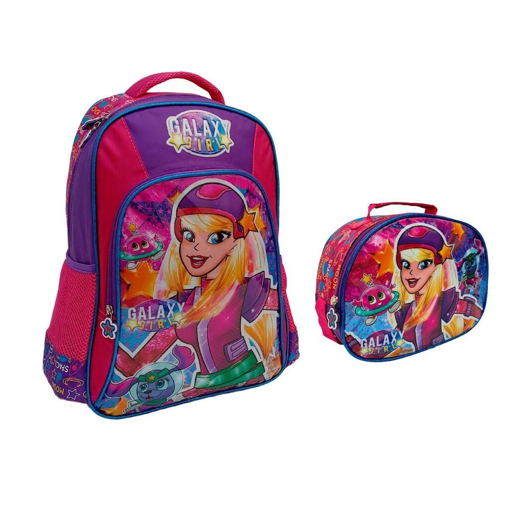 KIT MOCHILA E LANCHEIRA ESCOLAR GALAXY GIRL