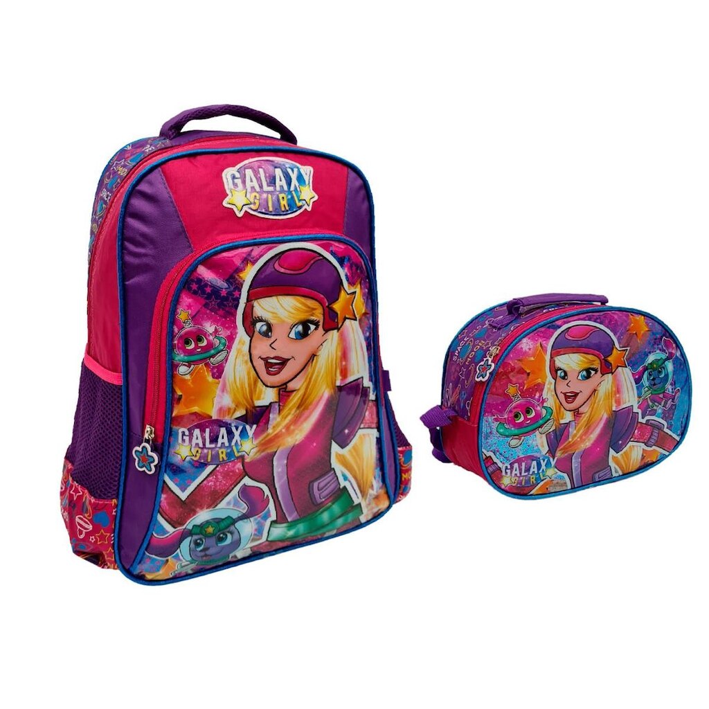 KIT MOCHILA E LANCHEIRA ESCOLAR GALAXY GIRL