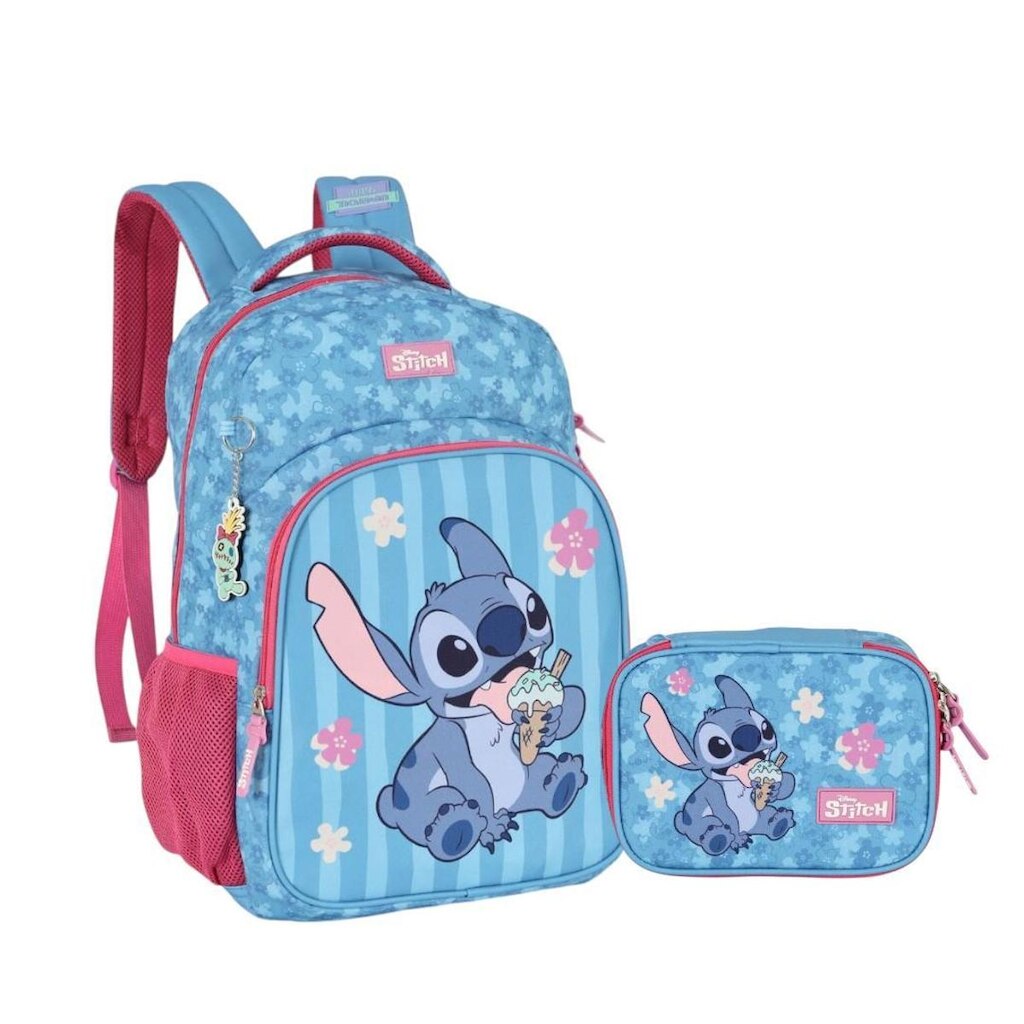 Kit Mochila Escolar De Costas Estojo Box Stitch Disney