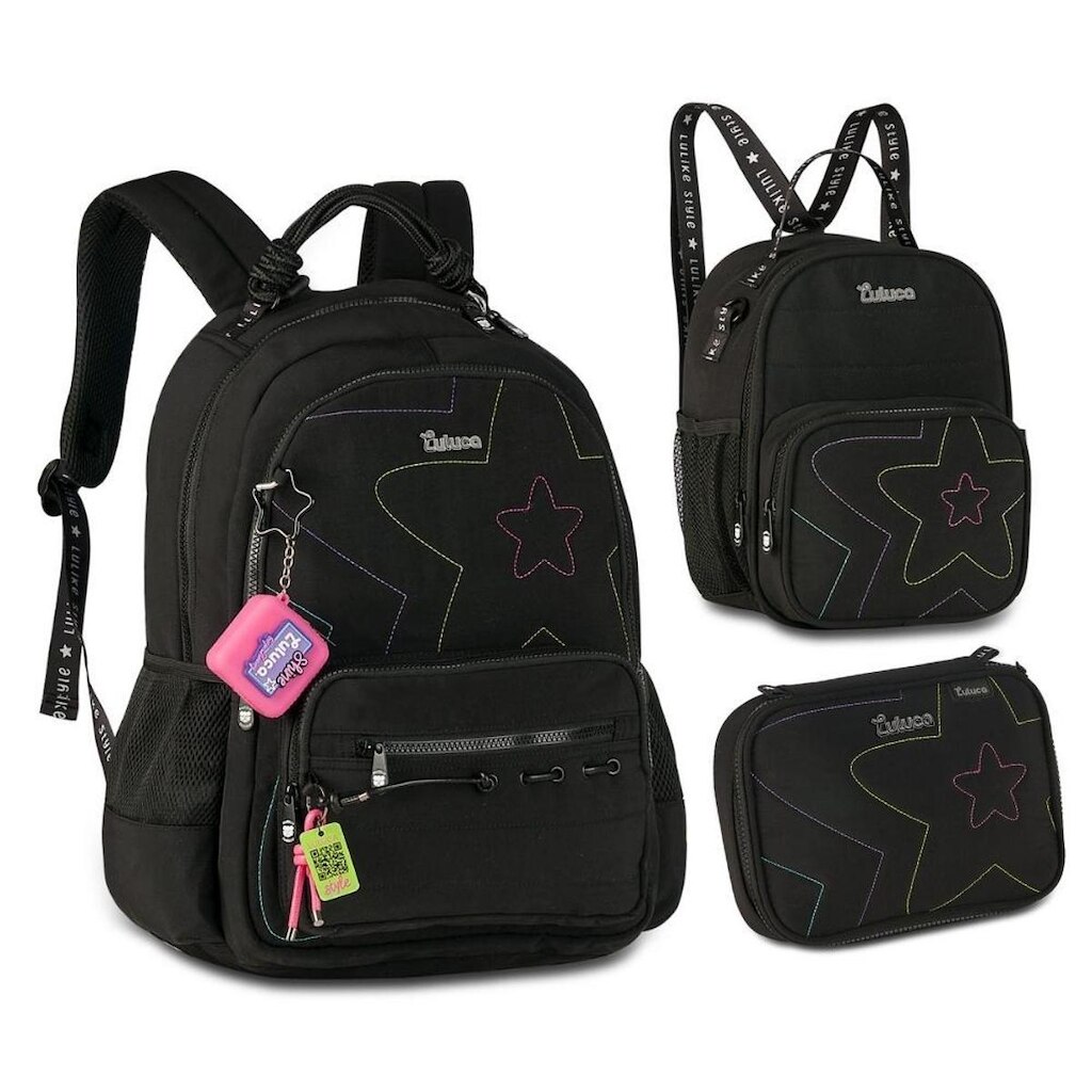 Kit mochila escolar feminina com lancheira e estojo Luluca Original