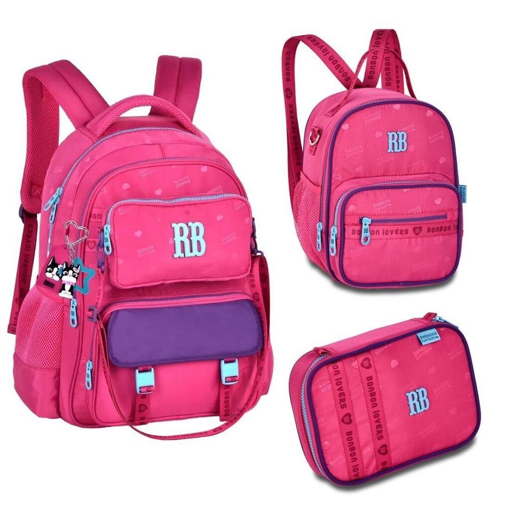 Kit mochila escolar feminina com lancheira e estojo Rebecca Bom Bom Original