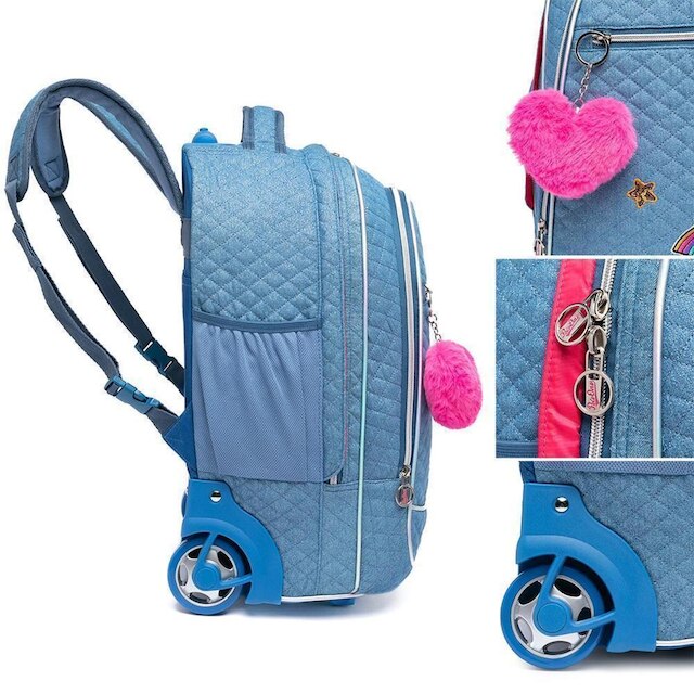 Kit Mochila Escolar Rodinha Estojo Lancheira Divertida