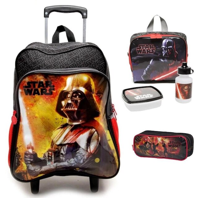 Kit Mochila Escolar Star Wars Tam G Rodinhas Infantil Carrinho ...