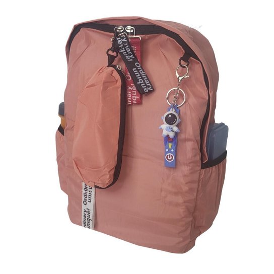 Kit Mochila + Estojo Escolar Feminina Com Chaveiro