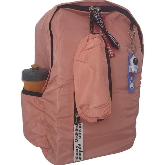 Kit Mochila + Estojo Escolar Feminina Com Chaveiro