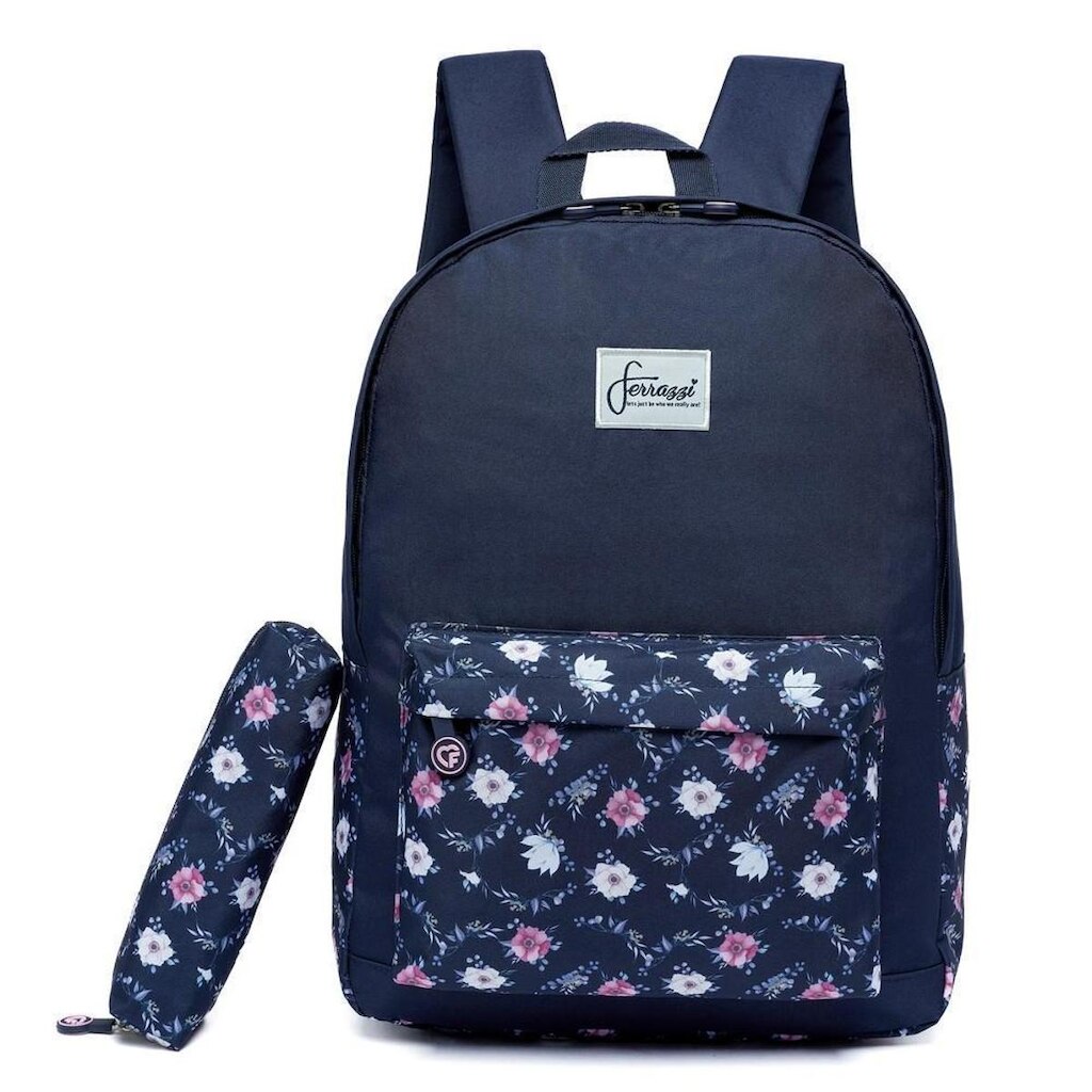 Kit Mochila Estojo Ferrazzi Floral Feminina