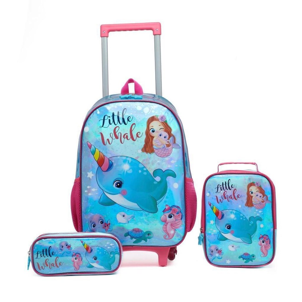 Kit Mochila Estojo Lancheira Escolar Infantil Meninas