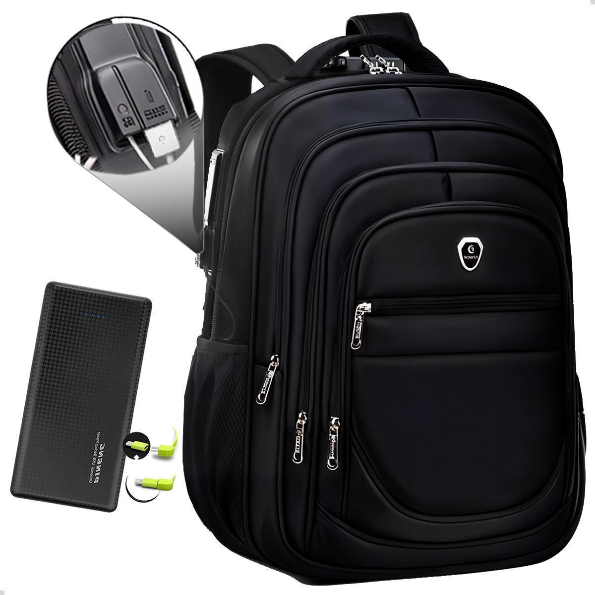 Kit Mochila Executiva Grande Saida USB + Carregador Compacto 