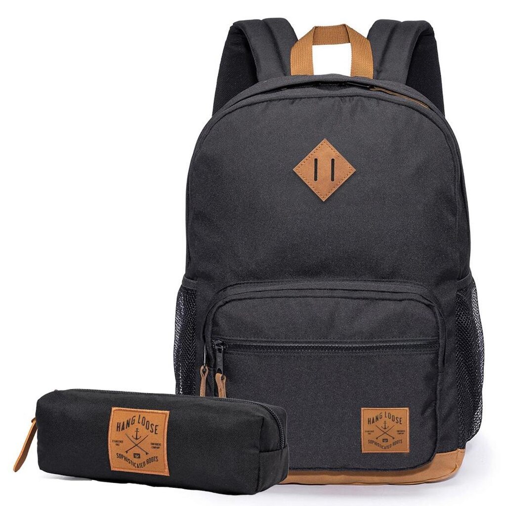 Kit Mochila Hang Loose Escolar Faculdade Notebook Estojo Lápis Caneta  Resistente