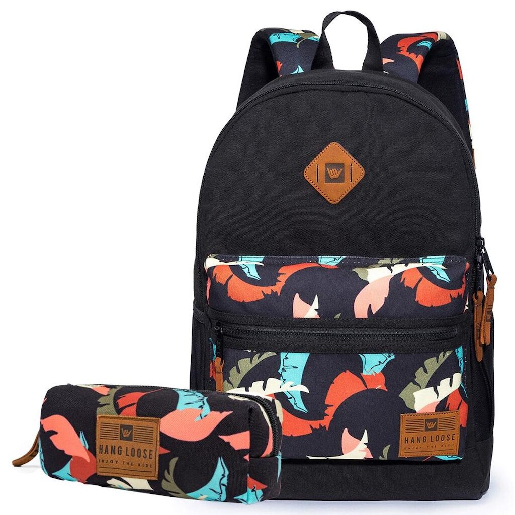 Kit Mochila Hang Loose Escolar Faculdade Notebook Estojo Lápis Caneta Resistente