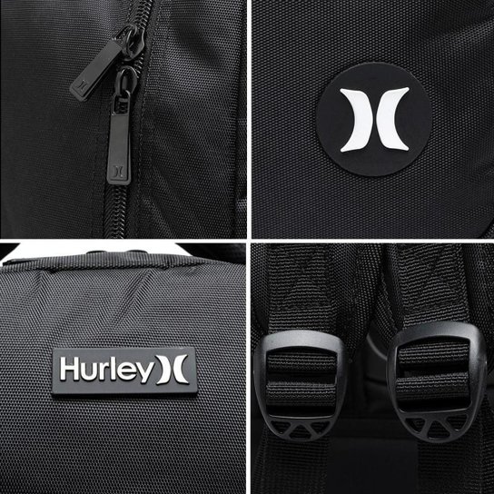 Kit Mochila Hurley Rodinha Lancheira Estojo Organizador Reforçada 20L