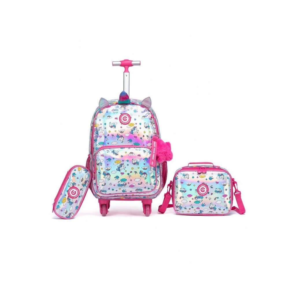 kit Mochila Infantil Coban de Rodinhas Escolar 30 Litros