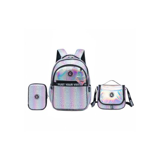Kit Mochila Infantil de Costa Menina Escolar Juvenil + Estojo + Lancheira