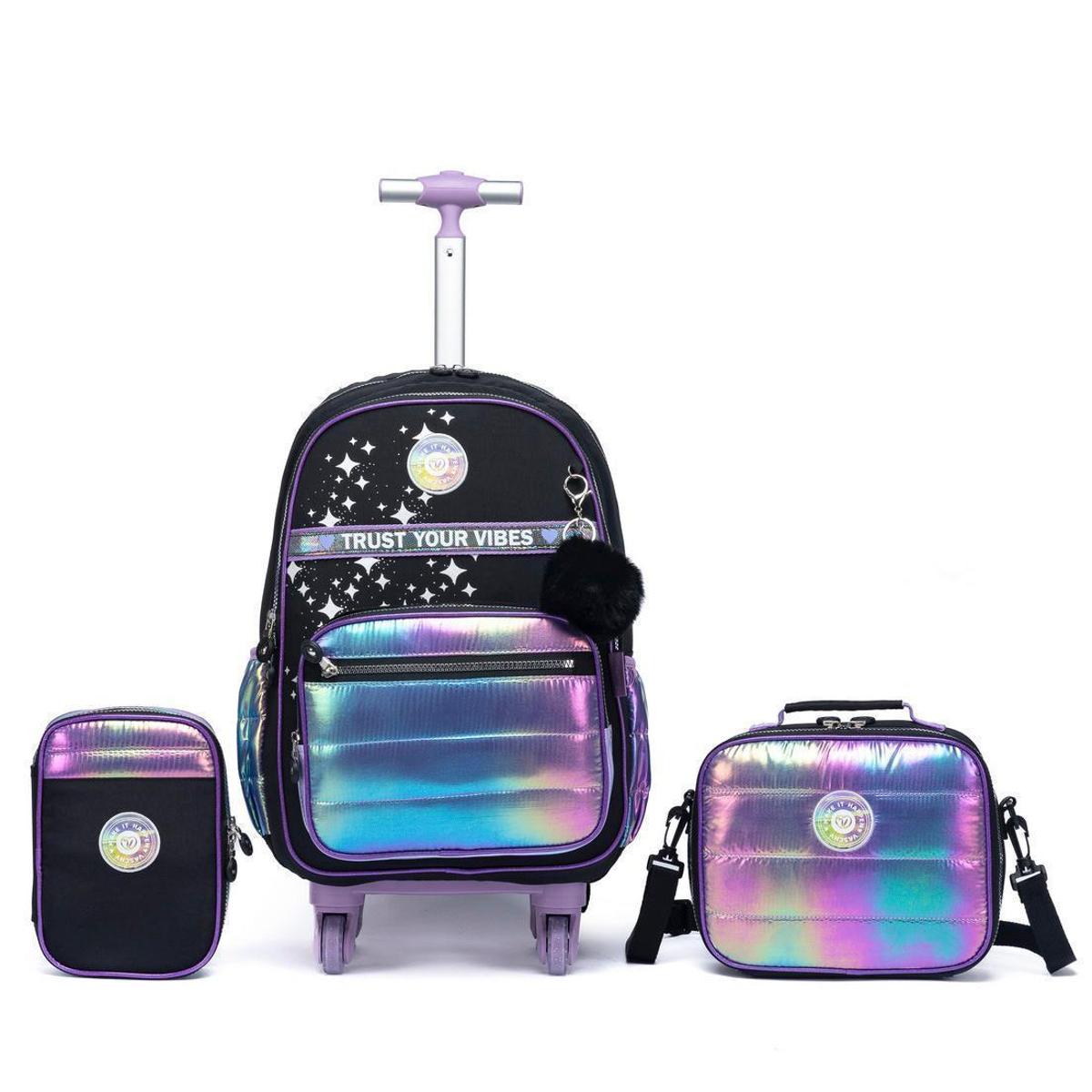 Kit Mochila Infantil Menina Escolar Lancheira Estojo Moderna