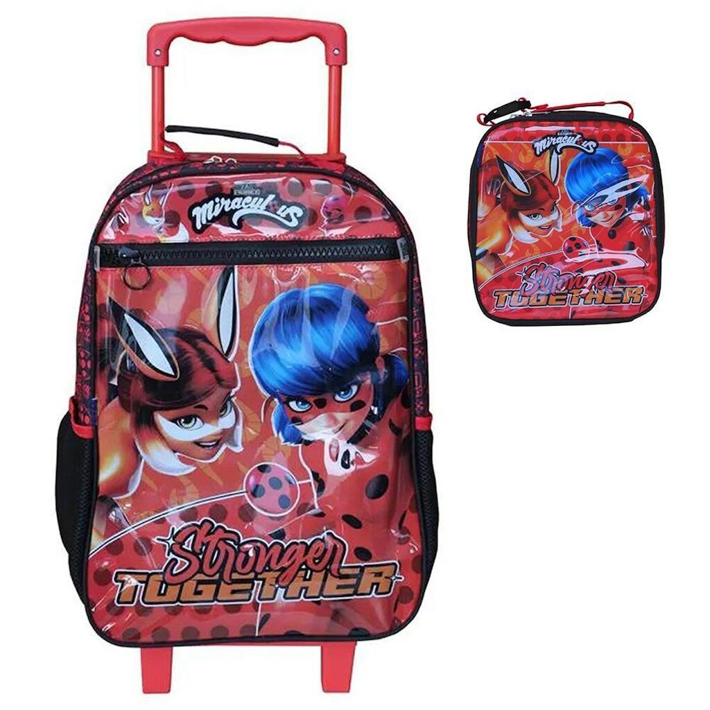Kit Mochila Lancheira Dermiwill Miraculous Vermelho