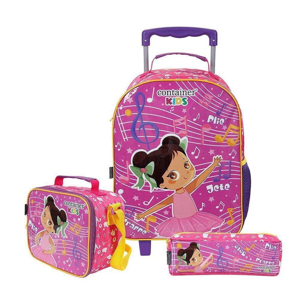Kit Mochila Lancheira e Estojo Dermiwill Bailarina Rosa