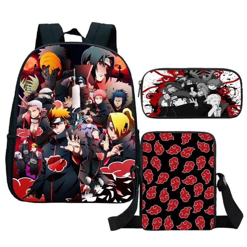 Kit Mochila Lancheira Estojo Anime Akatsuki em oferta na Shopee Kit Mochila Lancheira Estojo Anime Akatsuki